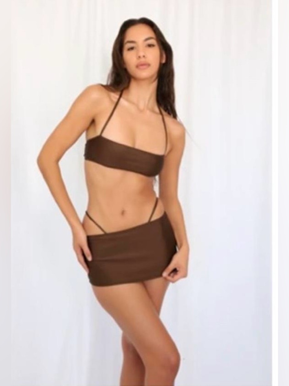 Melissa Simone 3-piece bikini set brown/XS